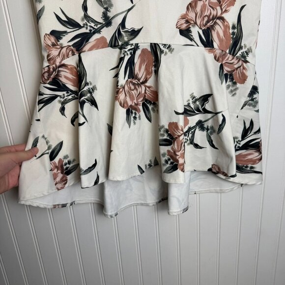 L ' Atiste By Amy white floral hi low midi skirt ruffle hem size medium H37 - Picture 2 of 6